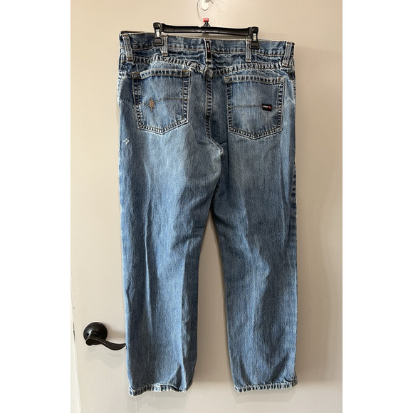 Ariat FR M3 Loose Fit Jeans Blue Men’s 38X32 Thrashed Grunge Work Cotton CAT2 - Picture 2 of 15